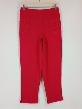 Piccadilly Linen Blend Eyelet Pants